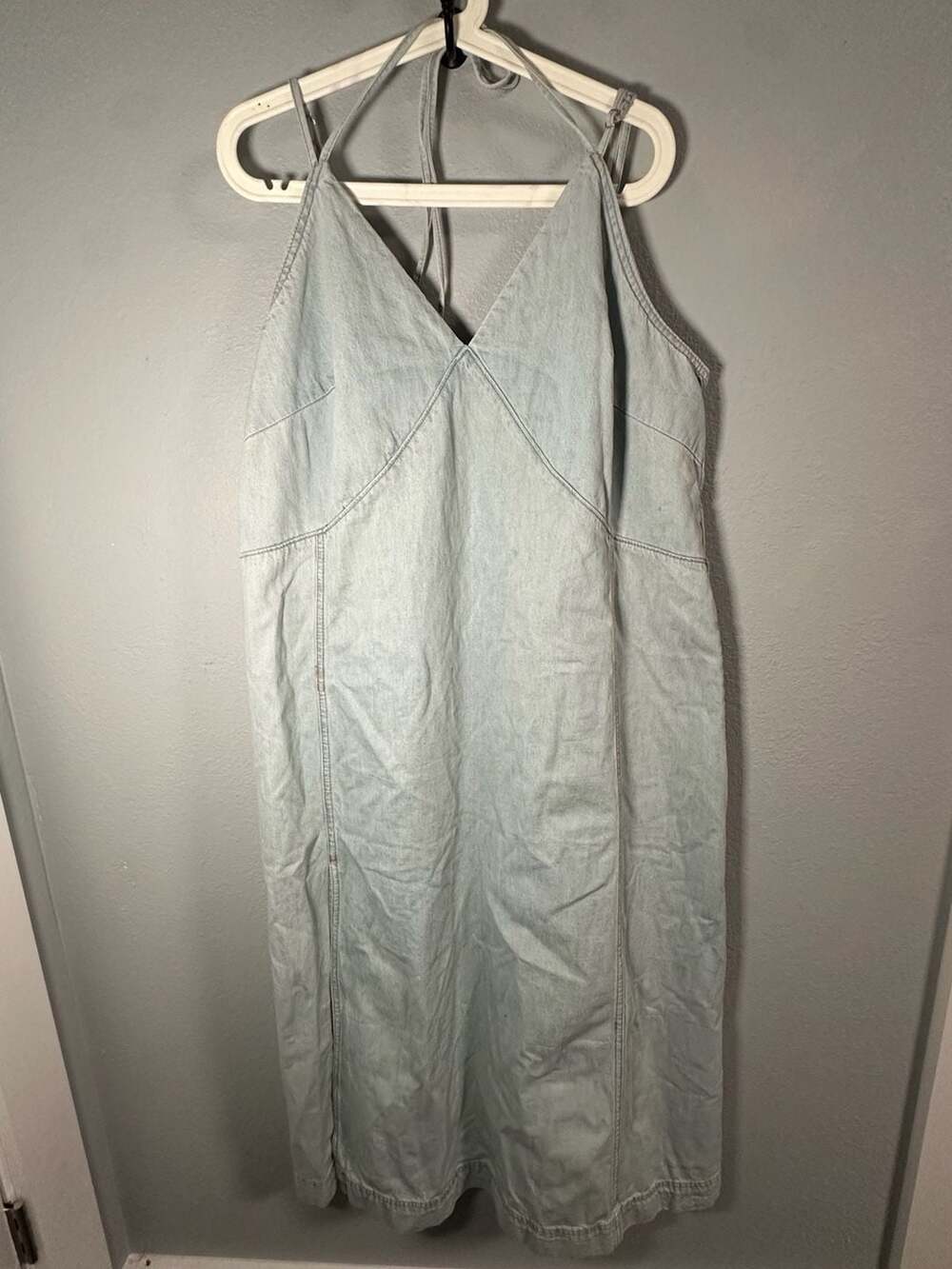 Universal Thread Women's Halter Summer Denim Maxi Blue Sleeveless Dress Size XXL